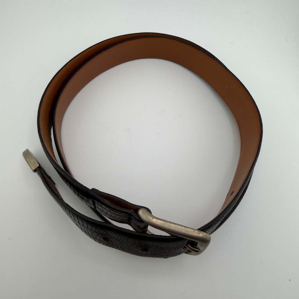 Roundtree & Yorke Men's Black Lizard Embossed Leather Belt Made in Italy Size 40 - Picture 2 of 10